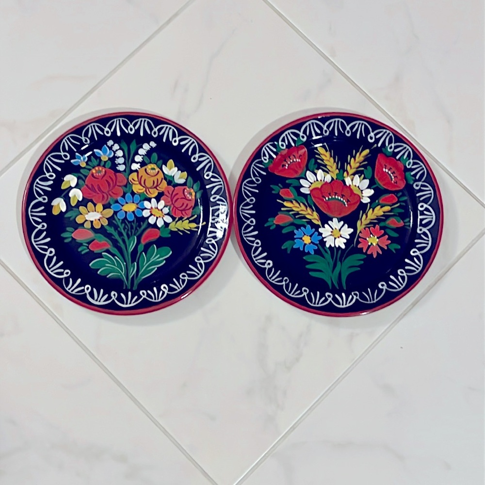Vintage hand painted made in Hungary decorative wall plates